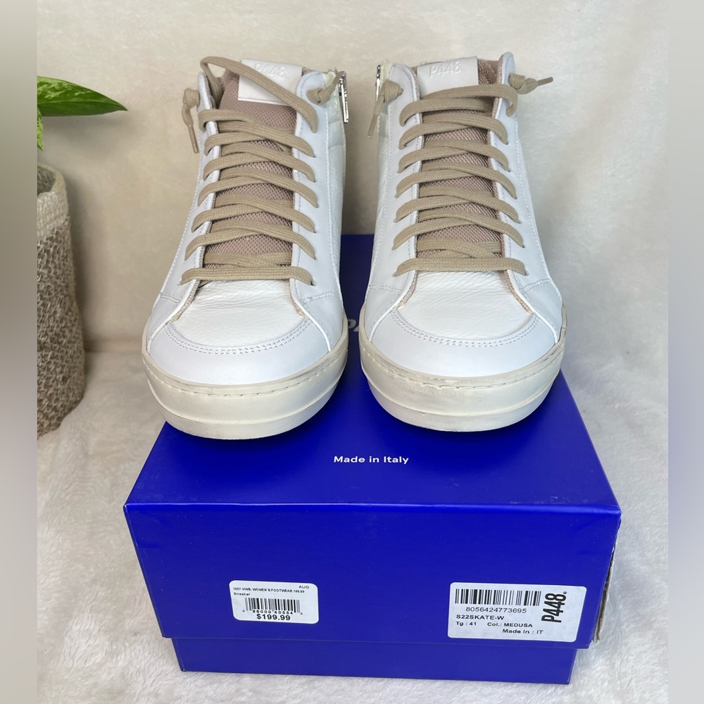 P448 Skate Mid Top Medusa Sneakers Distressed Side Zippers EU 41 (10.5-11) E 543 - Picture 4 of 14